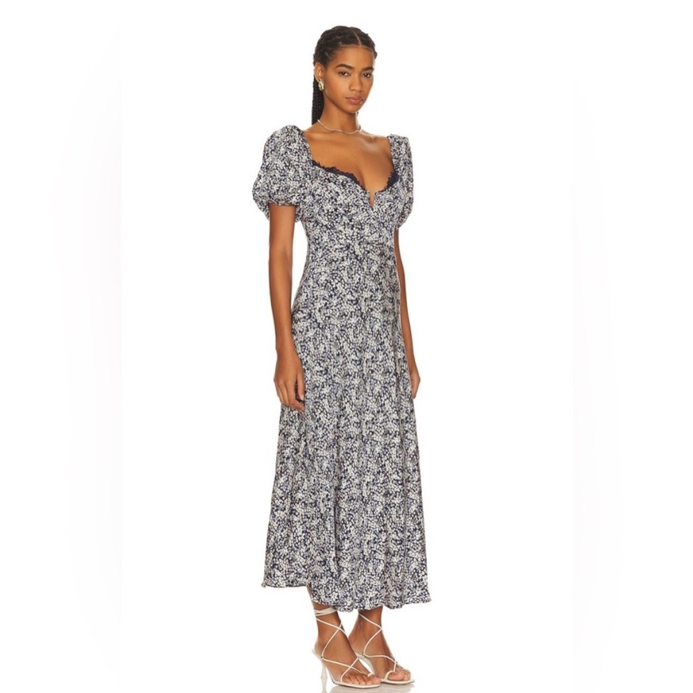 Sylvie Shortsleeve Sweetheart Neck Dress - Navy Ditsy
